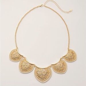 Gold Tone Floral Filigree Collar Necklace